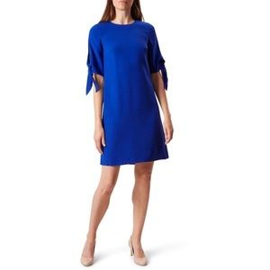 Blue Hobbs bow sleeve dress (UK 12 / US 8)